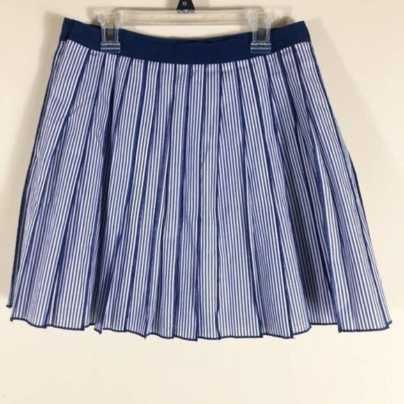 NWT Vineyard Vines Mini Skirt Womens 00 Blue Poplin Stripe Knife Pleated Preppy - Picture 3 of 5
